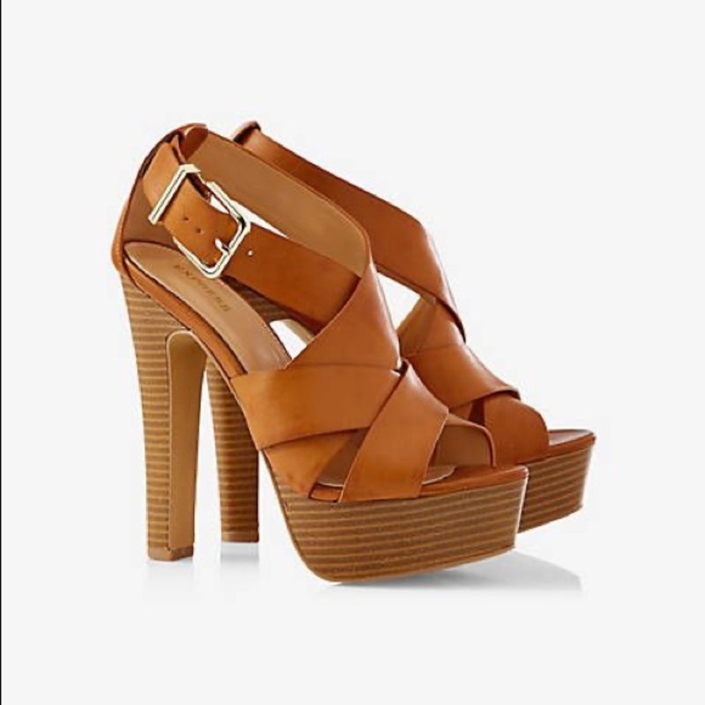 Express Crisscross Strap Platform Heels